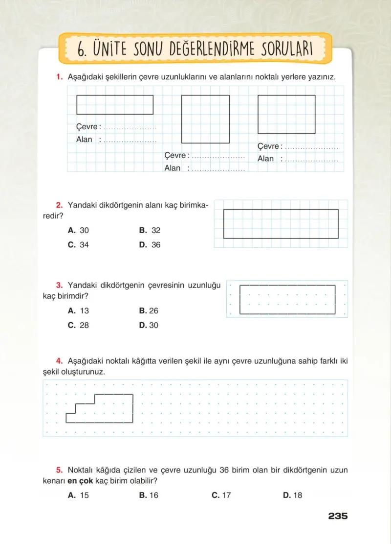 4. Sınıf Matematik Ders Kitabı Cevapları Sevgi Yayınları Sayfa 235