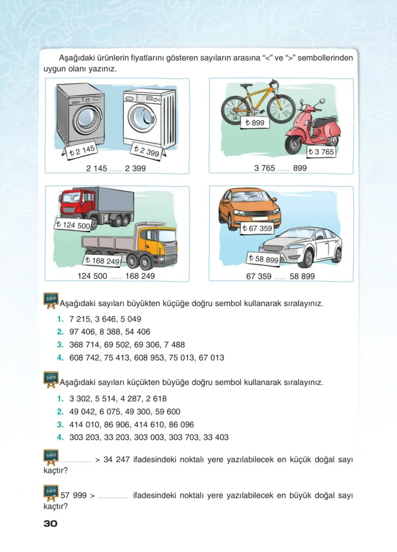 4. Sınıf Matematik Ders Kitabı Cevapları Sevgi Yayınları Sayfa 30