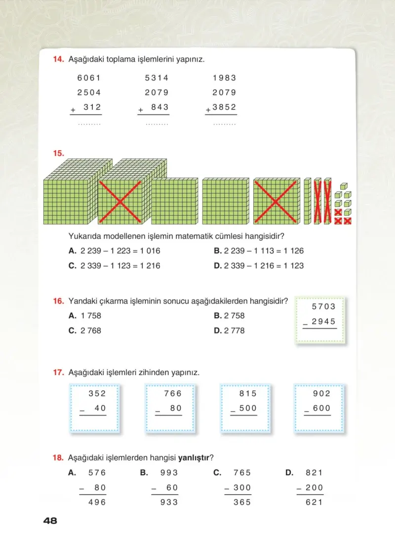 4. Sınıf Matematik Ders Kitabı Cevapları Sevgi Yayınları Sayfa 48