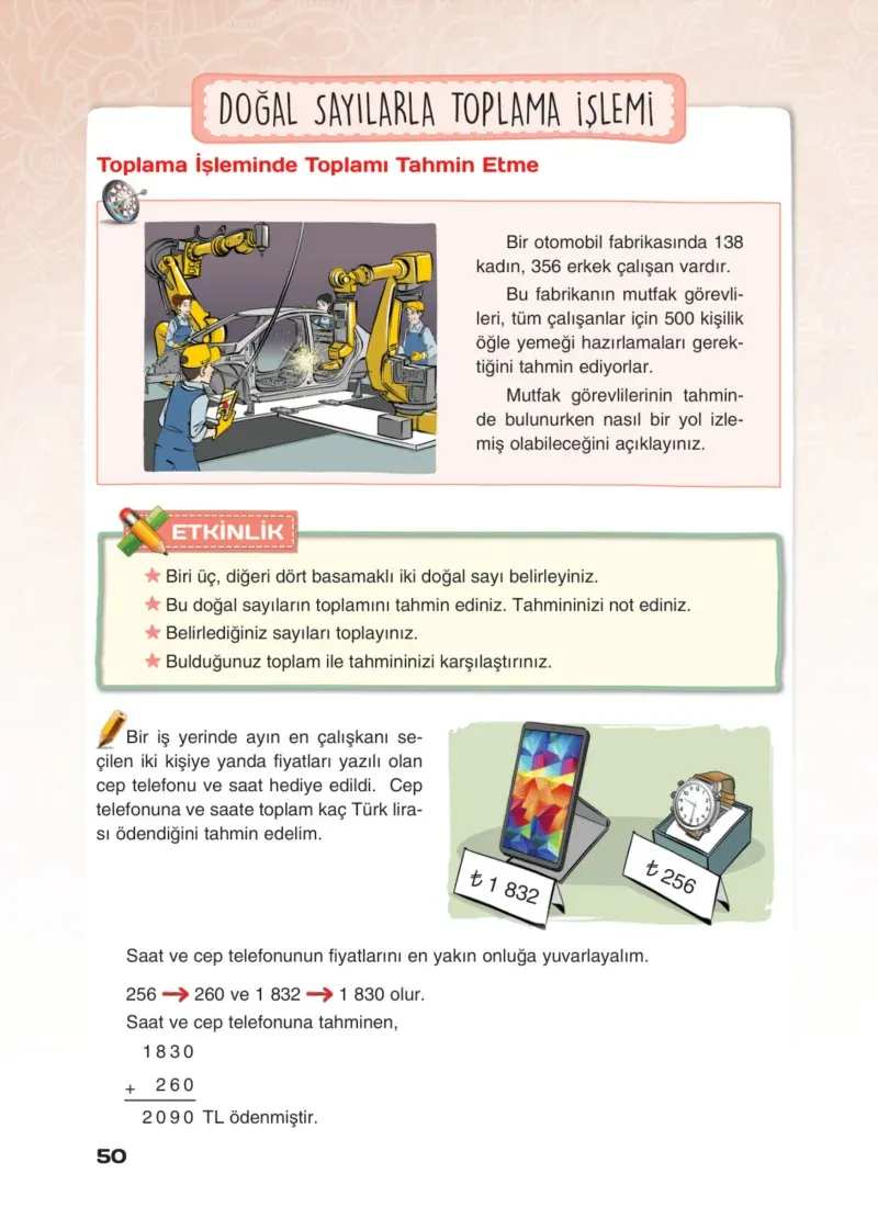 4. Sınıf Matematik Ders Kitabı Cevapları Sevgi Yayınları Sayfa 50