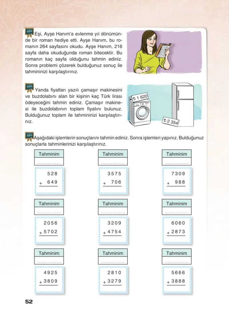 4. Sınıf Matematik Ders Kitabı Cevapları Sevgi Yayınları Sayfa 52