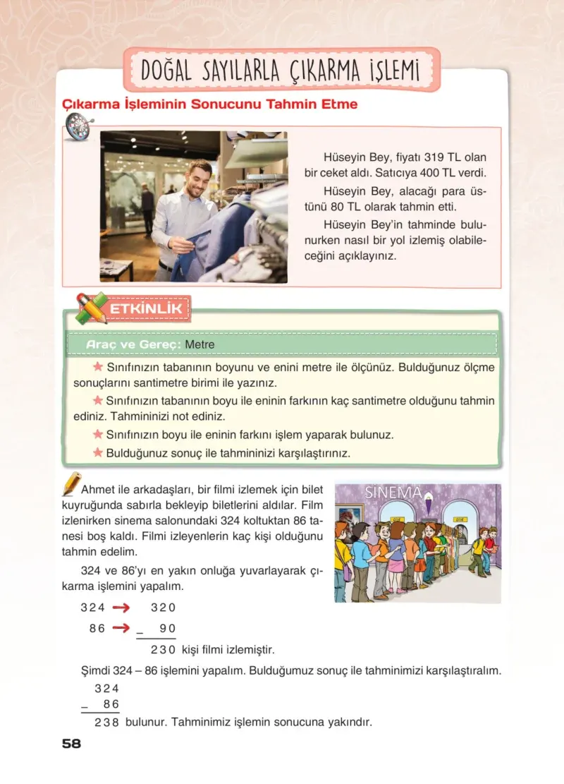 4. Sınıf Matematik Ders Kitabı Cevapları Sevgi Yayınları Sayfa 58