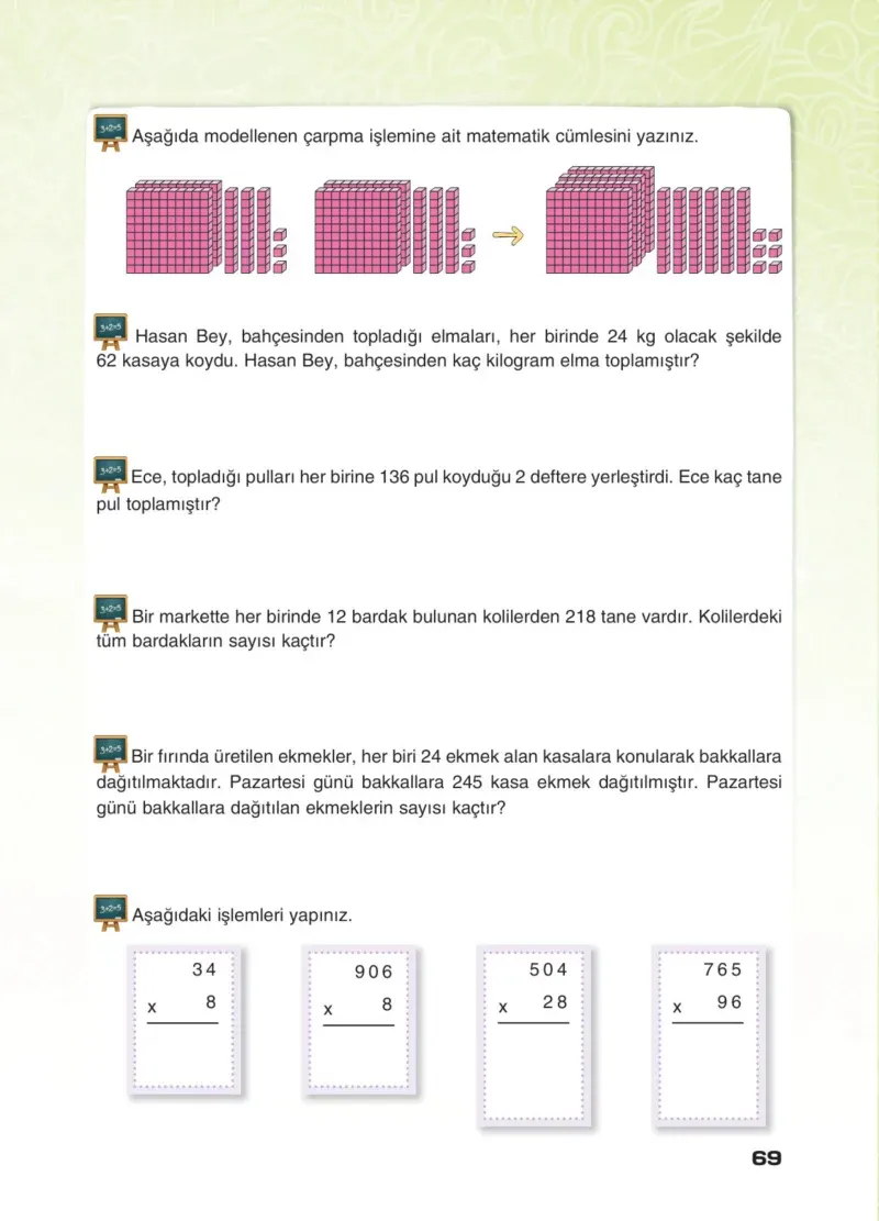 4. Sınıf Matematik Ders Kitabı Cevapları Sevgi Yayınları Sayfa 69