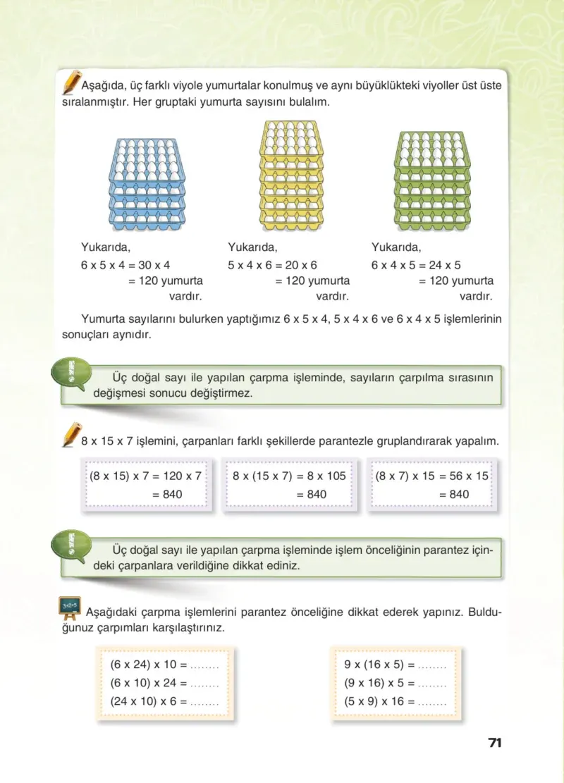 4. Sınıf Matematik Ders Kitabı Cevapları Sevgi Yayınları Sayfa 71