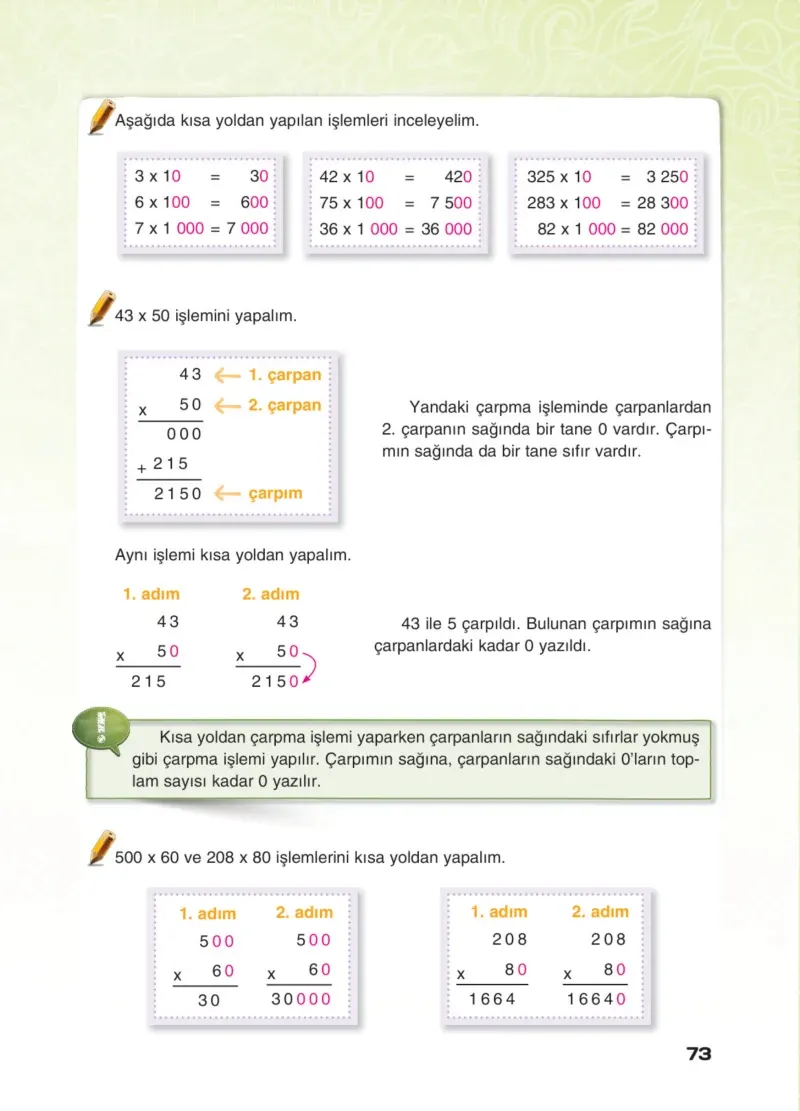 4. Sınıf Matematik Ders Kitabı Cevapları Sevgi Yayınları Sayfa 73