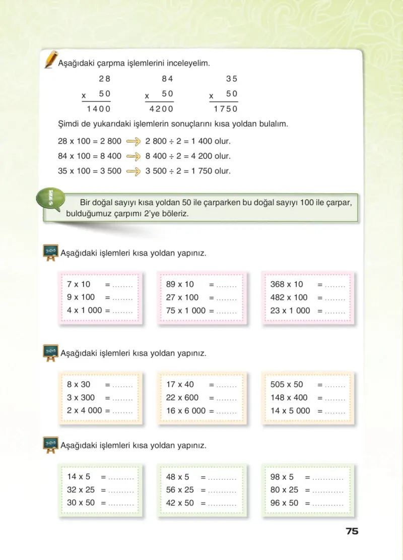 4. Sınıf Matematik Ders Kitabı Cevapları Sevgi Yayınları Sayfa 75