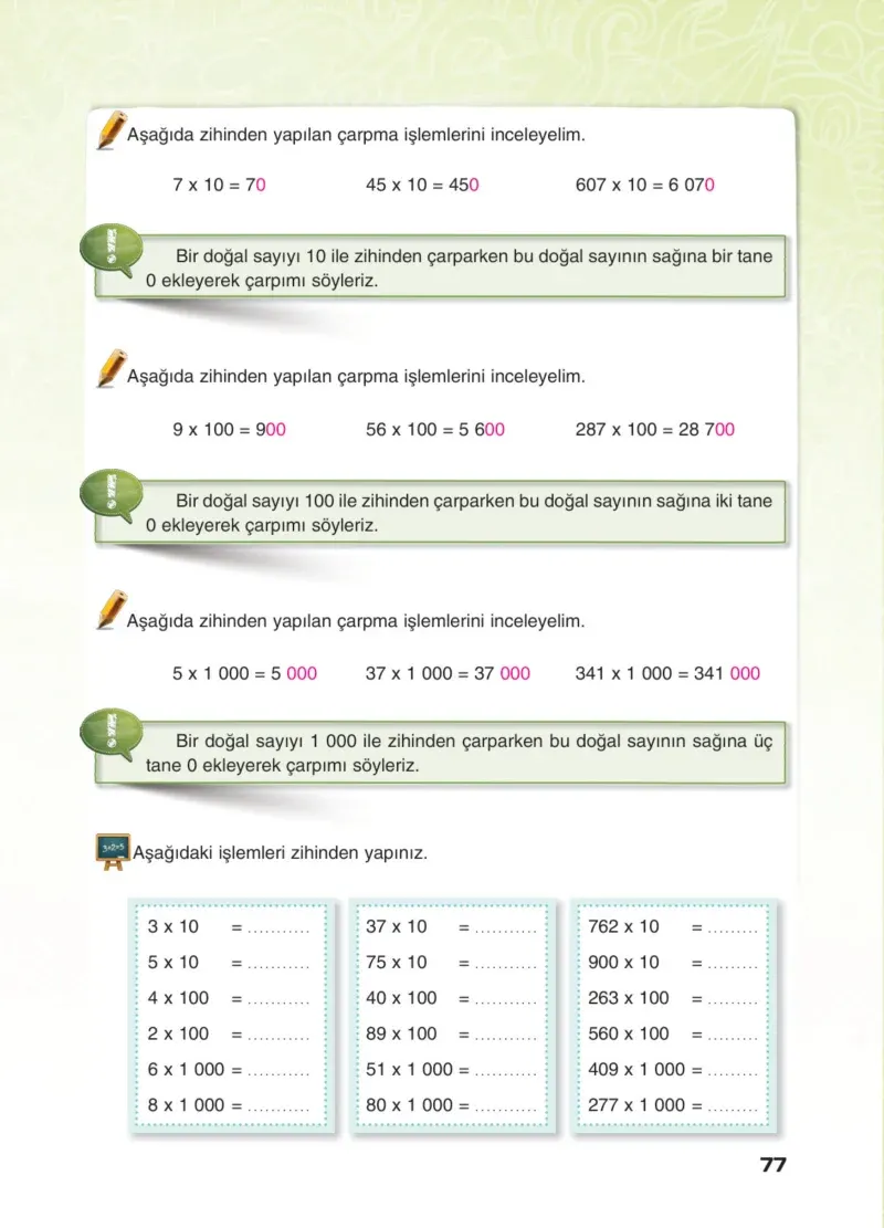 4. Sınıf Matematik Ders Kitabı Cevapları Sevgi Yayınları Sayfa 77