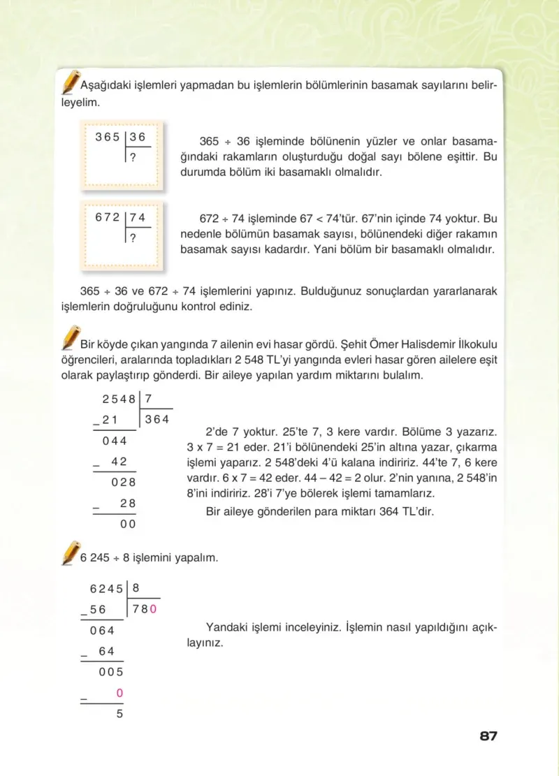 4. Sınıf Matematik Ders Kitabı Cevapları Sevgi Yayınları Sayfa 87