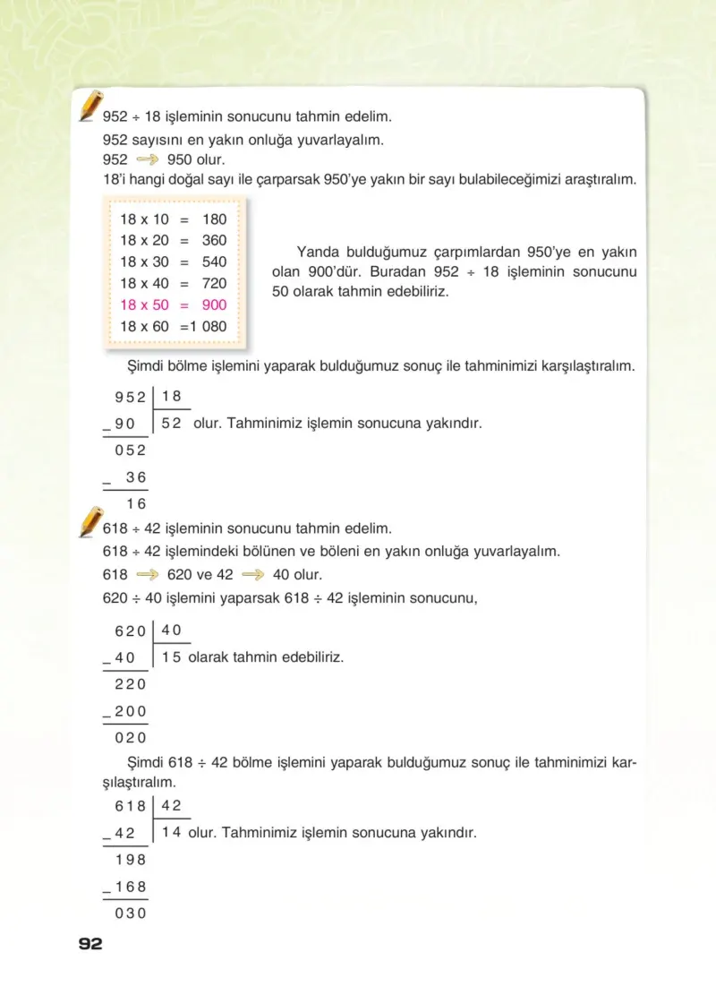 4. Sınıf Matematik Ders Kitabı Cevapları Sevgi Yayınları Sayfa 92