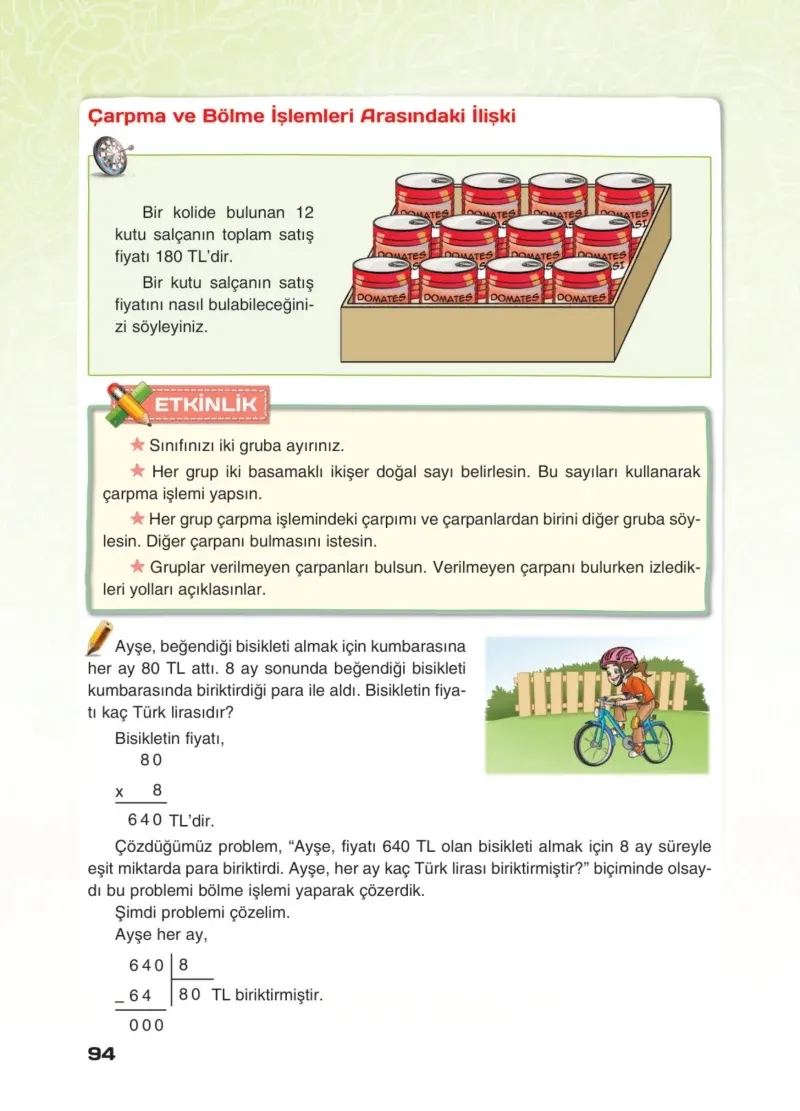 4. Sınıf Matematik Ders Kitabı Cevapları Sevgi Yayınları Sayfa 94