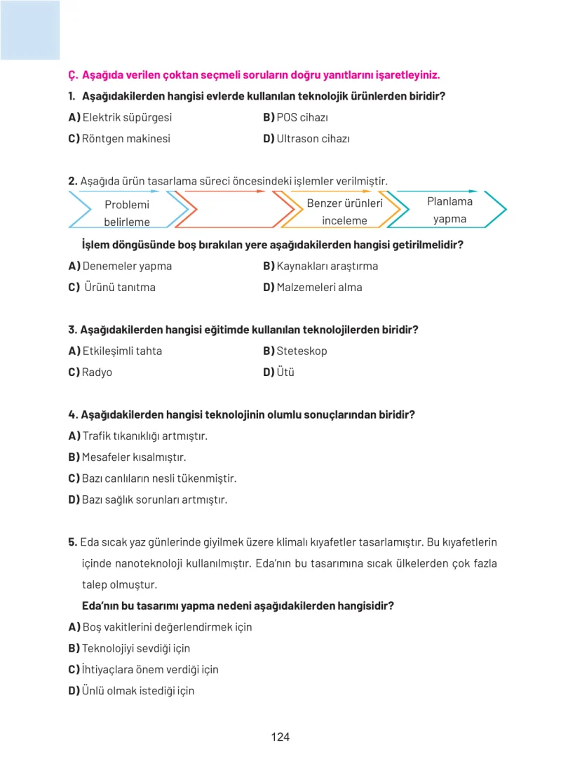 4. Sınıf Sosyal Bilgiler Ders Kitabı Cevapları Ferman Yayınları Sayfa 124