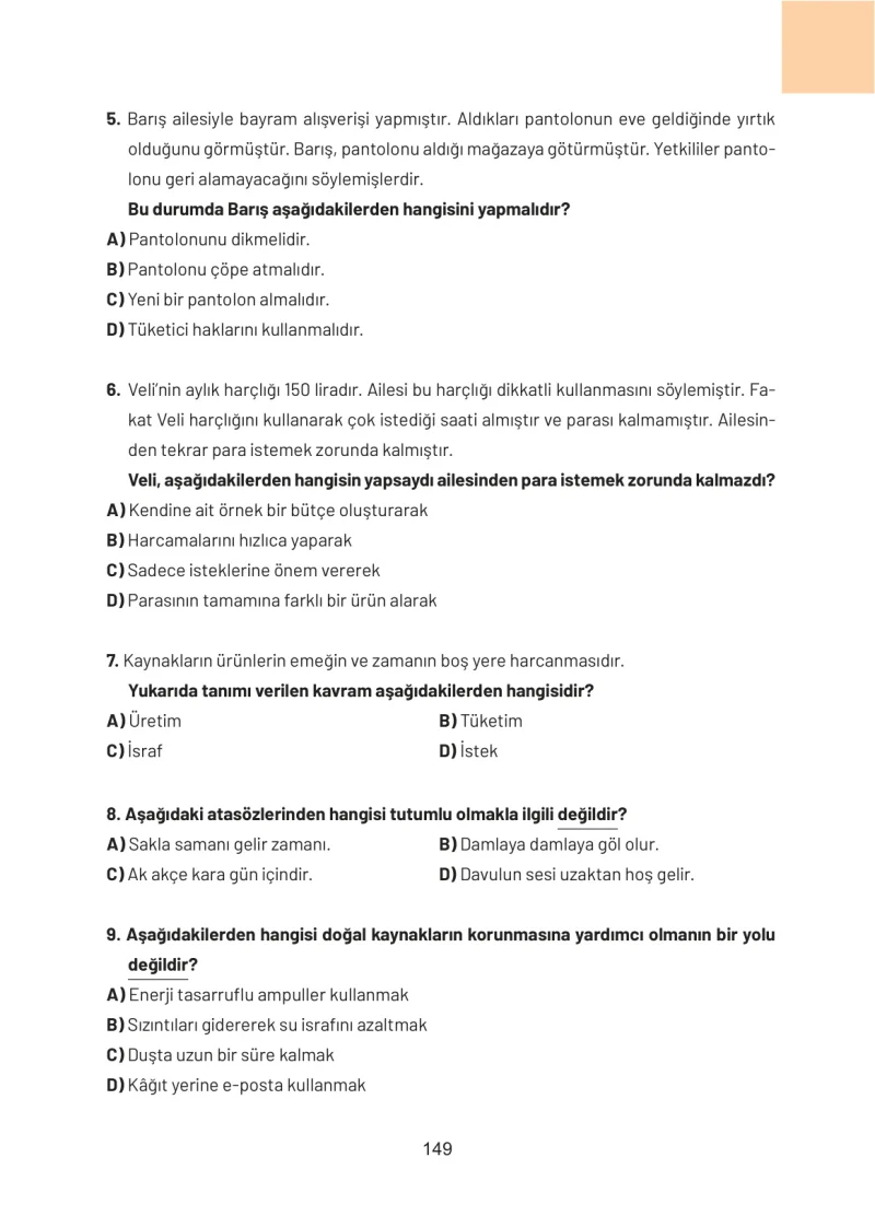 4. Sınıf Sosyal Bilgiler Ders Kitabı Cevapları Ferman Yayınları Sayfa 149