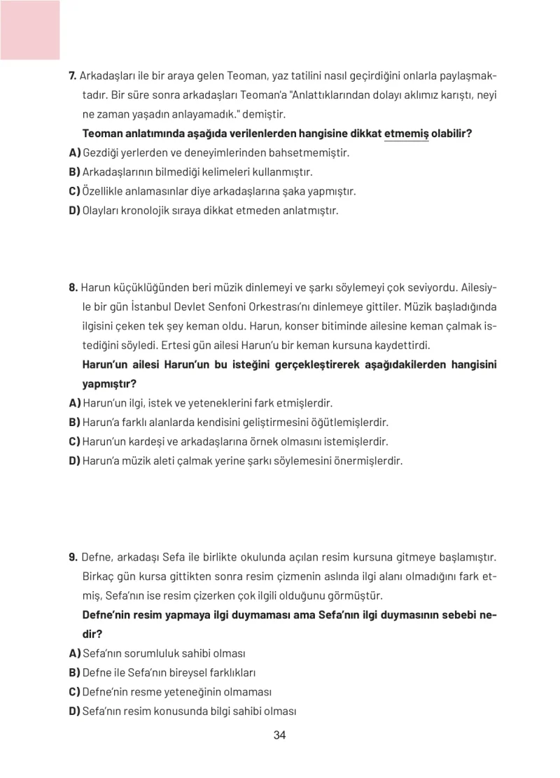 4. Sınıf Sosyal Bilgiler Ders Kitabı Cevapları Ferman Yayınları Sayfa 34