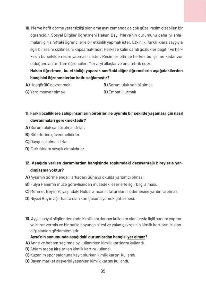 4. Sınıf Sosyal Bilgiler Ders Kitabı Cevapları Ferman Yayınları Sayfa 35