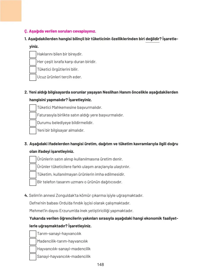4. Sınıf Sosyal Bilgiler Ders Kitabı Cevapları Hecce Yayınları Sayfa 148