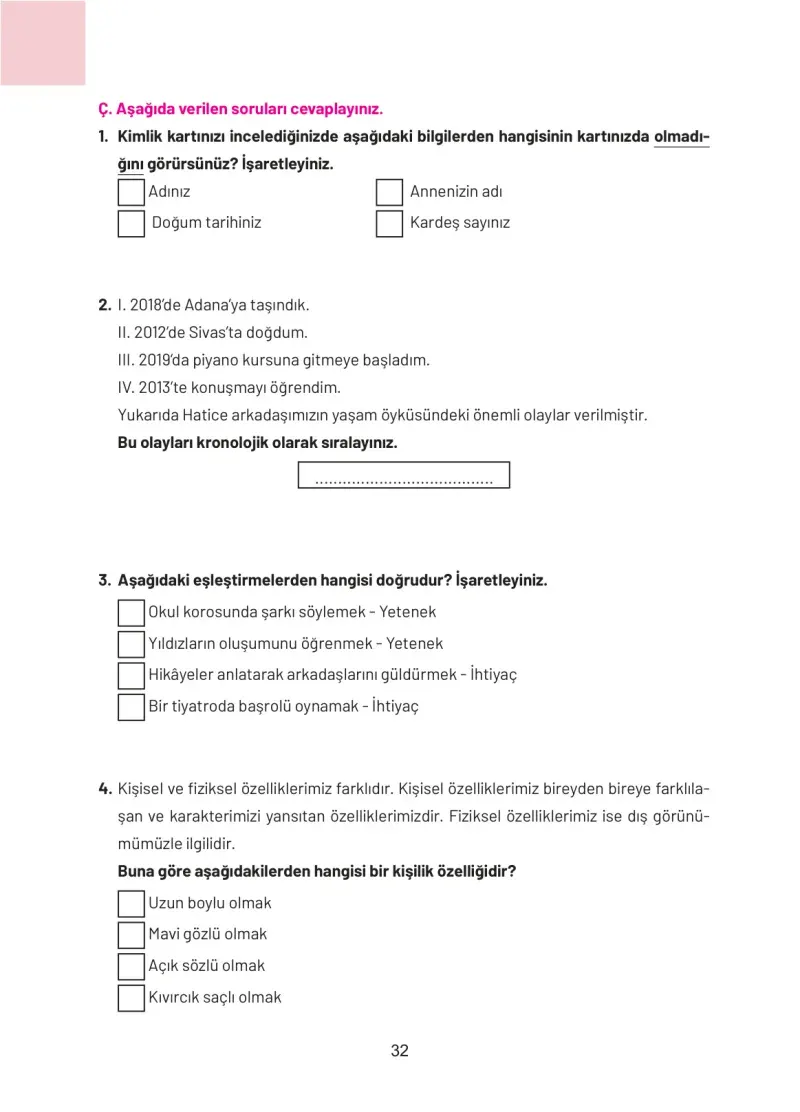 4. Sınıf Sosyal Bilgiler Ders Kitabı Cevapları Hecce Yayınları Sayfa 32