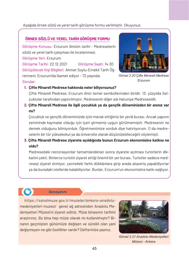4. Sınıf Sosyal Bilgiler Ders Kitabı Cevapları Hecce Yayınları Sayfa 45