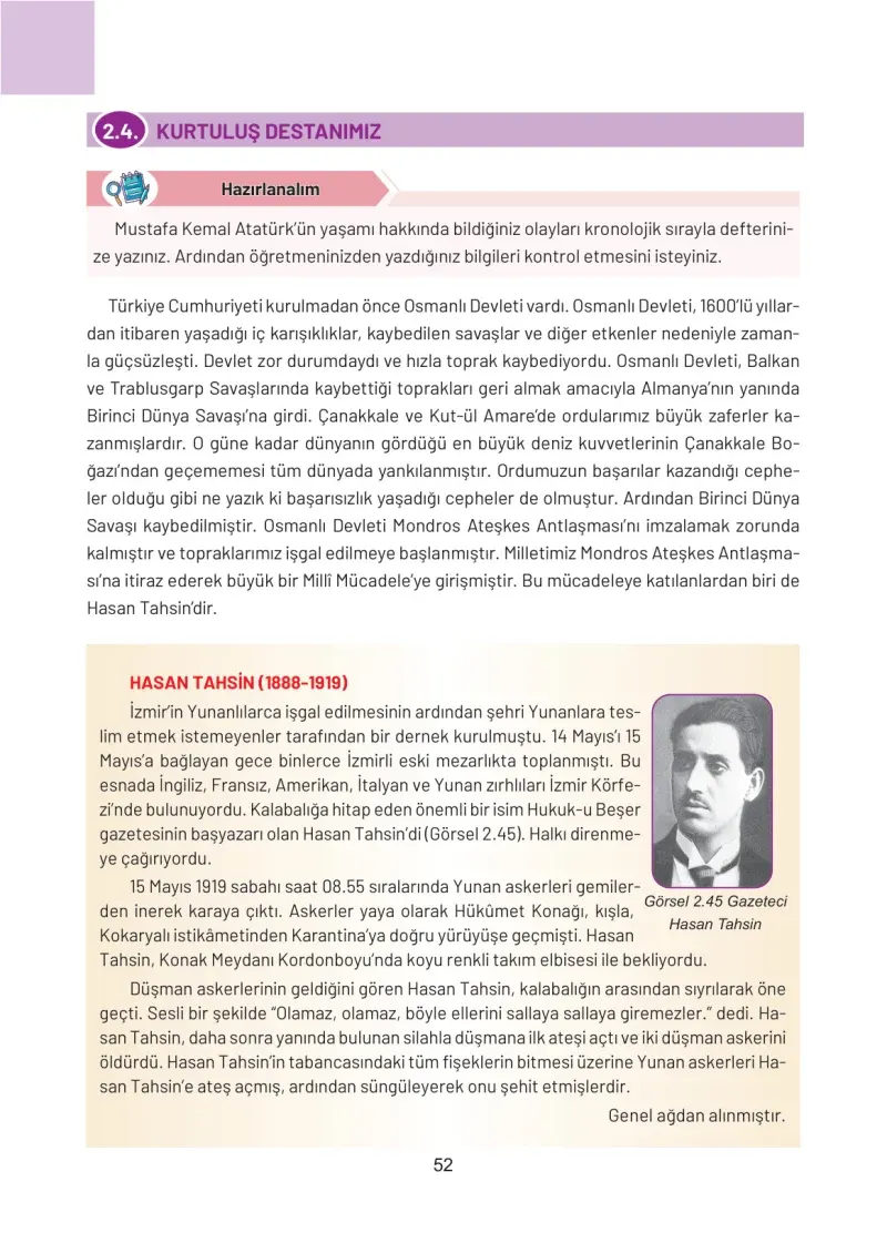 4. Sınıf Sosyal Bilgiler Ders Kitabı Cevapları Hecce Yayınları Sayfa 52