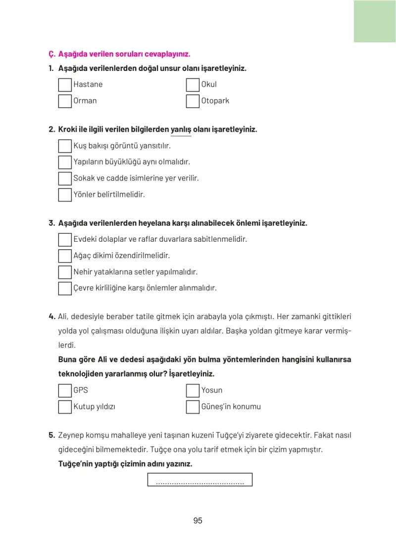 4. Sınıf Sosyal Bilgiler Ders Kitabı Cevapları Hecce Yayınları Sayfa 95