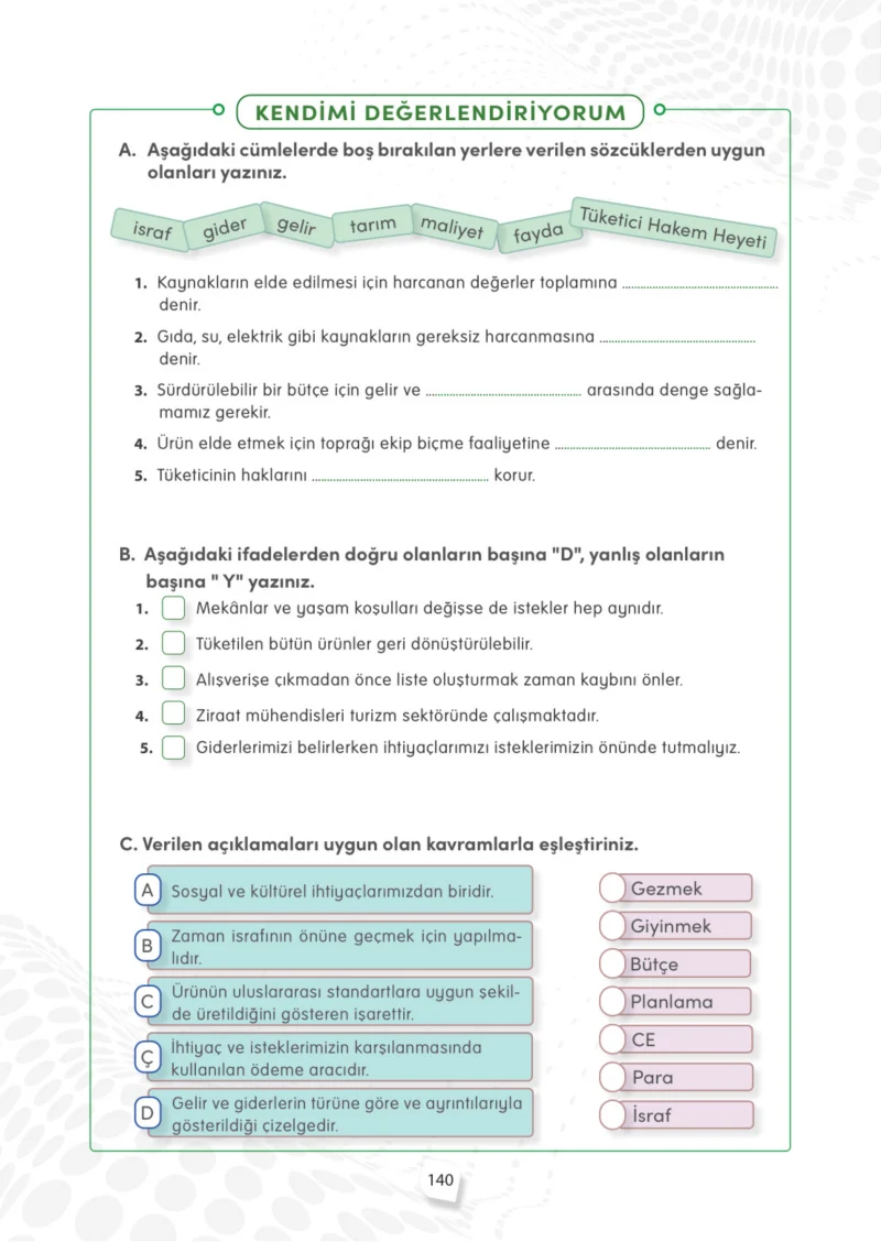 4. Sınıf Sosyal Bilgiler Ders Kitabı Cevapları Meb Yayınları Sayfa 140