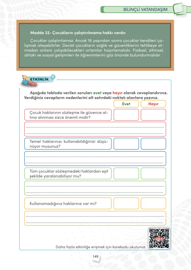4. Sınıf Sosyal Bilgiler Ders Kitabı Cevapları Meb Yayınları Sayfa 149