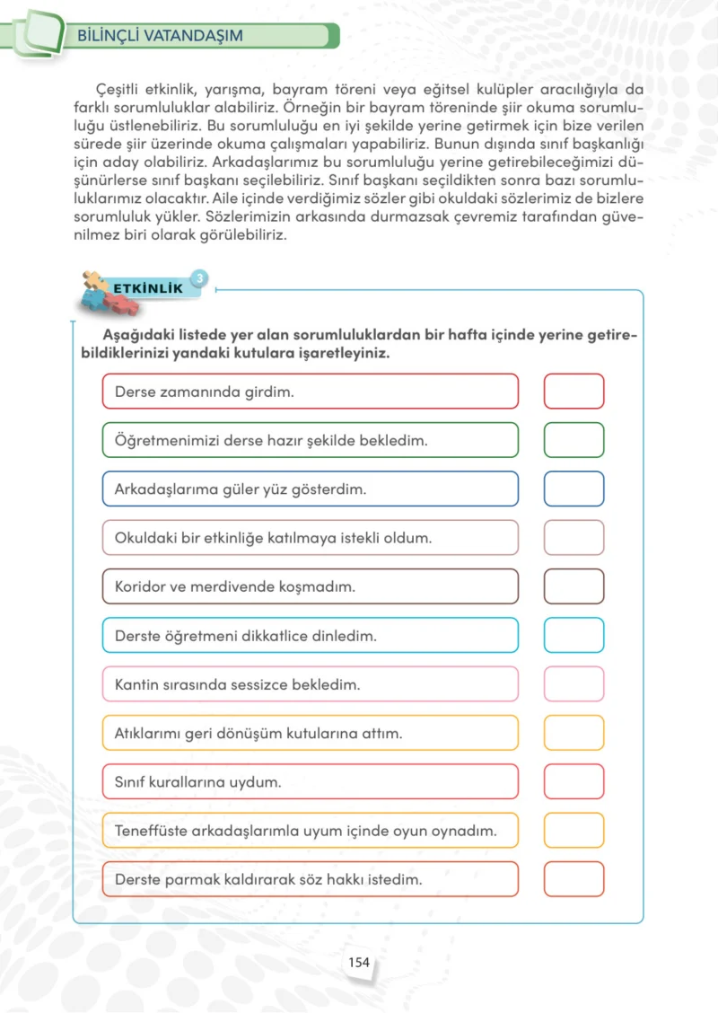 4. Sınıf Sosyal Bilgiler Ders Kitabı Cevapları Meb Yayınları Sayfa 154