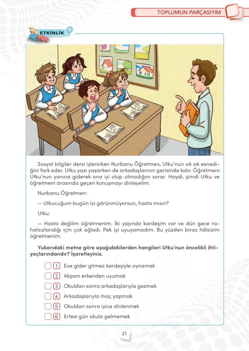 4. Sınıf Sosyal Bilgiler Ders Kitabı Cevapları Meb Yayınları Sayfa 21