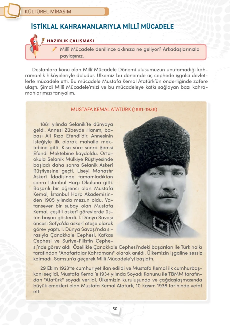 4. Sınıf Sosyal Bilgiler Ders Kitabı Cevapları Meb Yayınları Sayfa 50