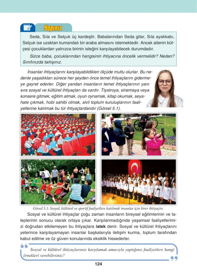 4. Sınıf Sosyal Bilgiler Ders Kitabı Cevapları Tuna Matbaacılık Sayfa 124