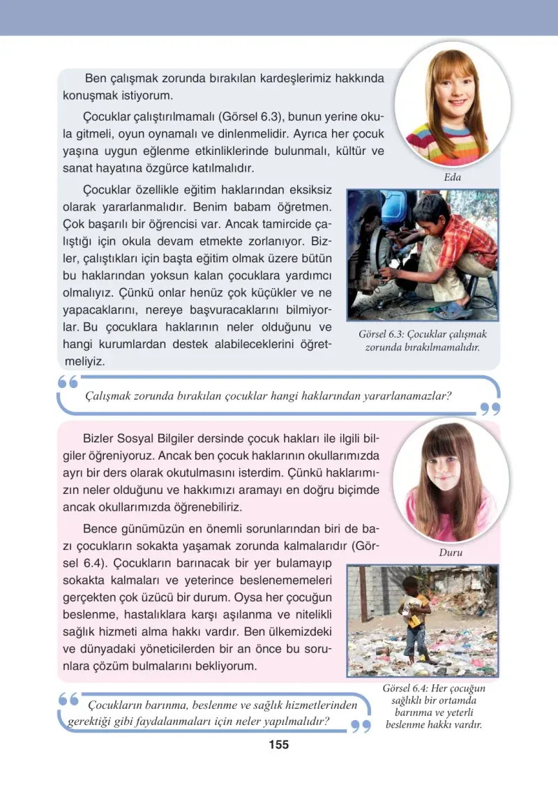 4. Sınıf Sosyal Bilgiler Ders Kitabı Cevapları Tuna Matbaacılık Sayfa 155