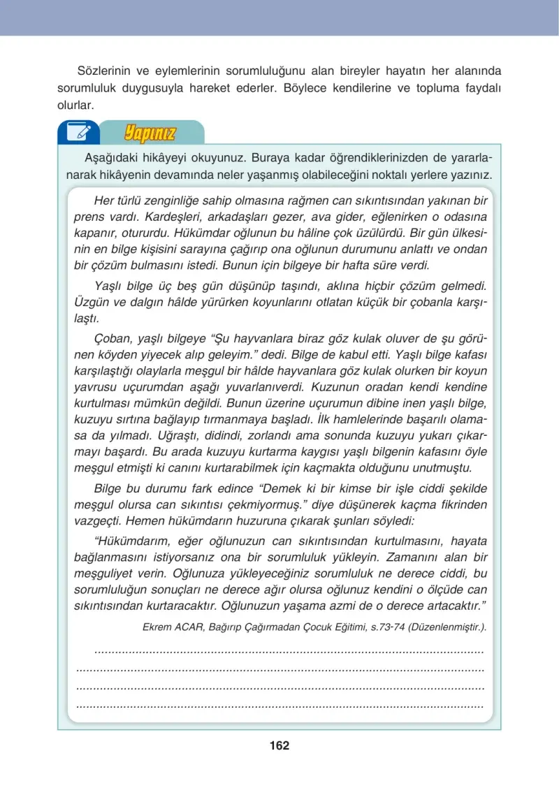 4. Sınıf Sosyal Bilgiler Ders Kitabı Cevapları Tuna Matbaacılık Sayfa 162