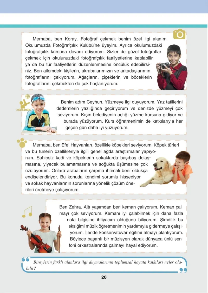 4. Sınıf Sosyal Bilgiler Ders Kitabı Cevapları Tuna Matbaacılık Sayfa 20