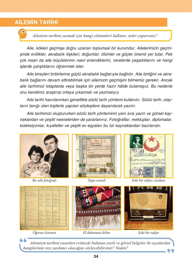 4. Sınıf Sosyal Bilgiler Ders Kitabı Cevapları Tuna Matbaacılık Sayfa 34