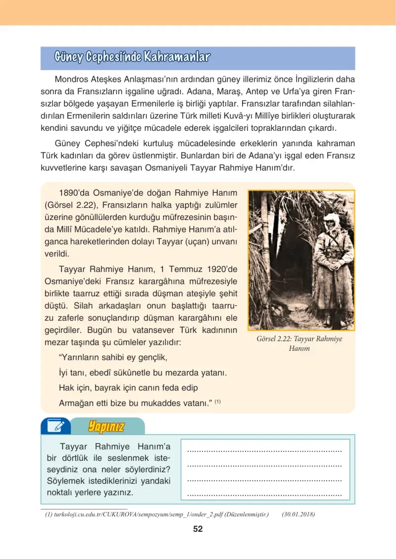 4. Sınıf Sosyal Bilgiler Ders Kitabı Cevapları Tuna Matbaacılık Sayfa 52
