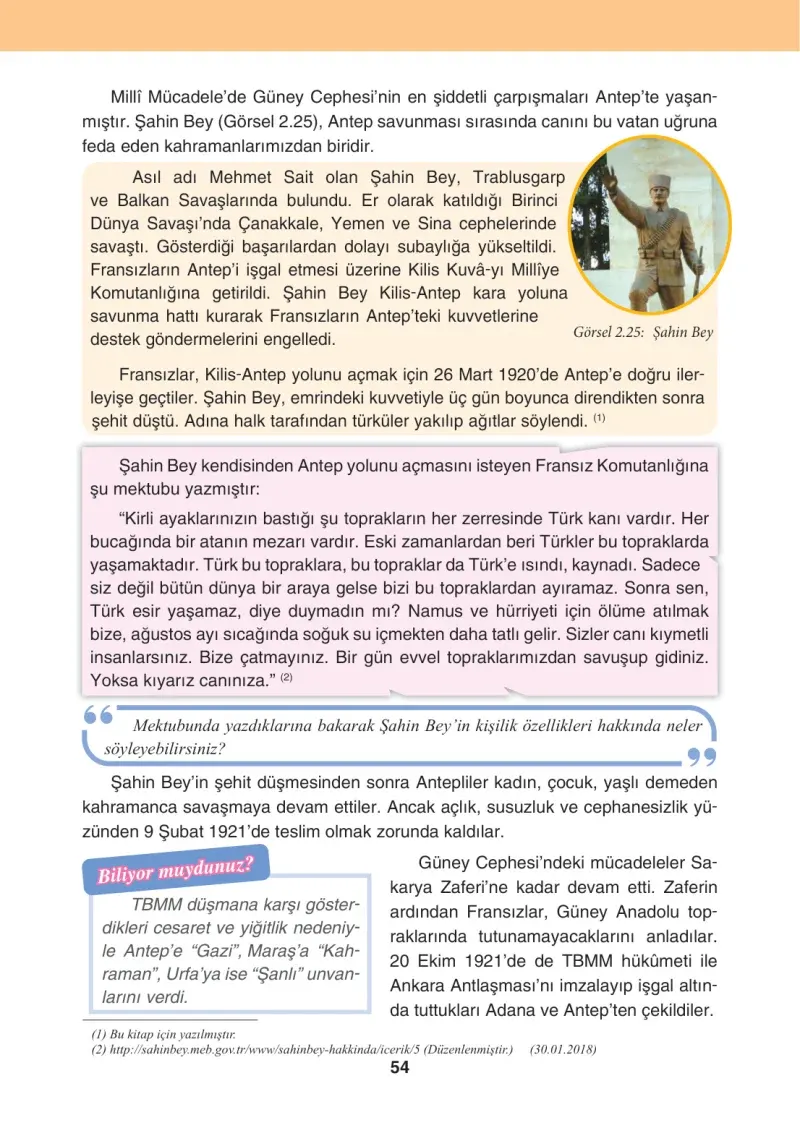 4. Sınıf Sosyal Bilgiler Ders Kitabı Cevapları Tuna Matbaacılık Sayfa 54