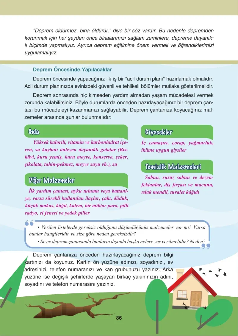 4. Sınıf Sosyal Bilgiler Ders Kitabı Cevapları Tuna Matbaacılık Sayfa 86