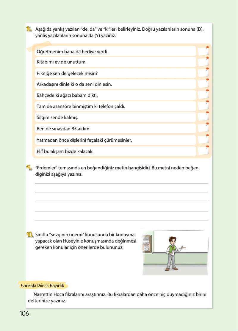 4. Sınıf Türkçe Ders Kitabı Cevapları Koza Yayınları Sayfa 106