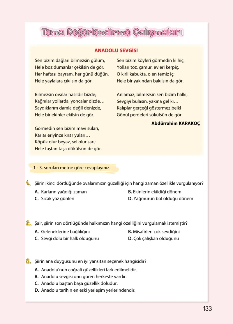 4. Sınıf Türkçe Ders Kitabı Cevapları Koza Yayınları Sayfa 133