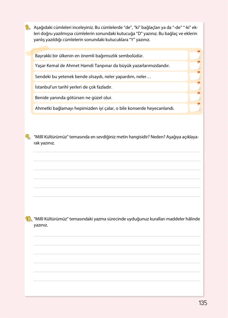 4. Sınıf Türkçe Ders Kitabı Cevapları Koza Yayınları Sayfa 135
