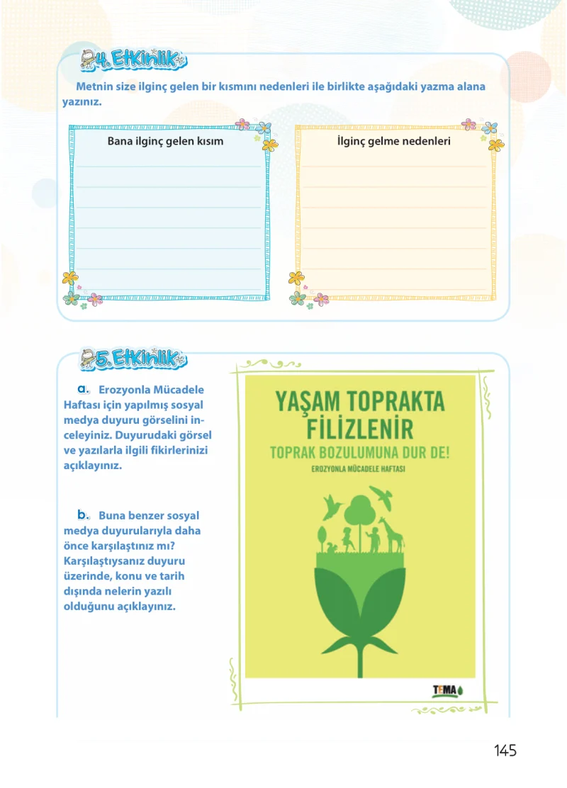 4. Sınıf Türkçe Ders Kitabı Cevapları Koza Yayınları Sayfa 145