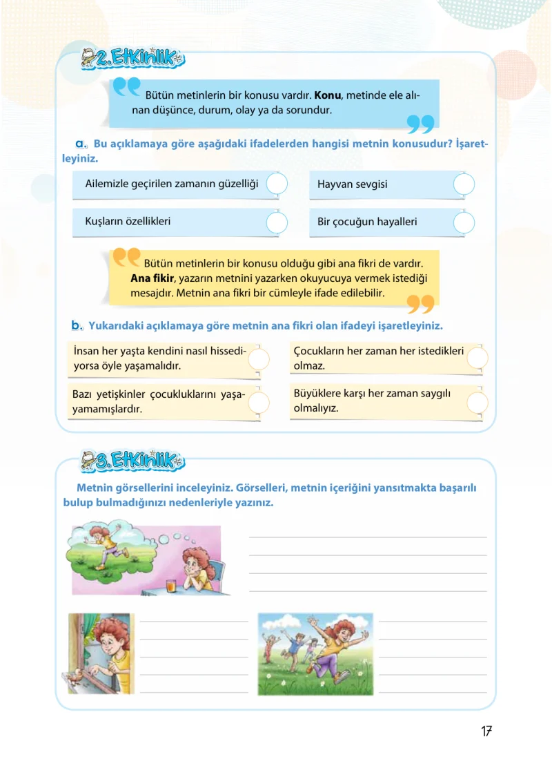 4. Sınıf Türkçe Ders Kitabı Cevapları Koza Yayınları Sayfa 17