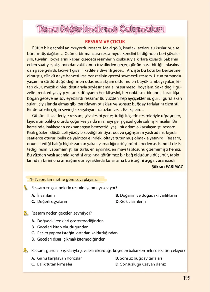 4. Sınıf Türkçe Ders Kitabı Cevapları Koza Yayınları Sayfa 199