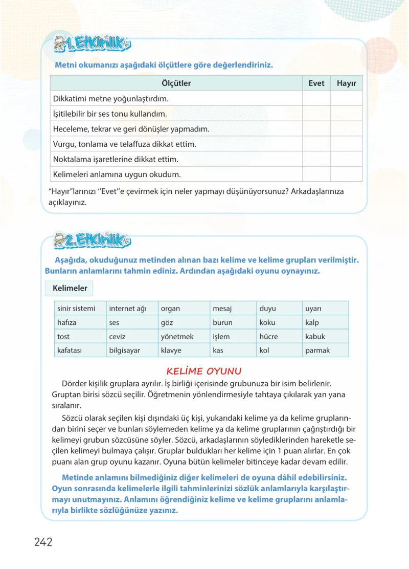 4. Sınıf Türkçe Ders Kitabı Cevapları Koza Yayınları Sayfa 242