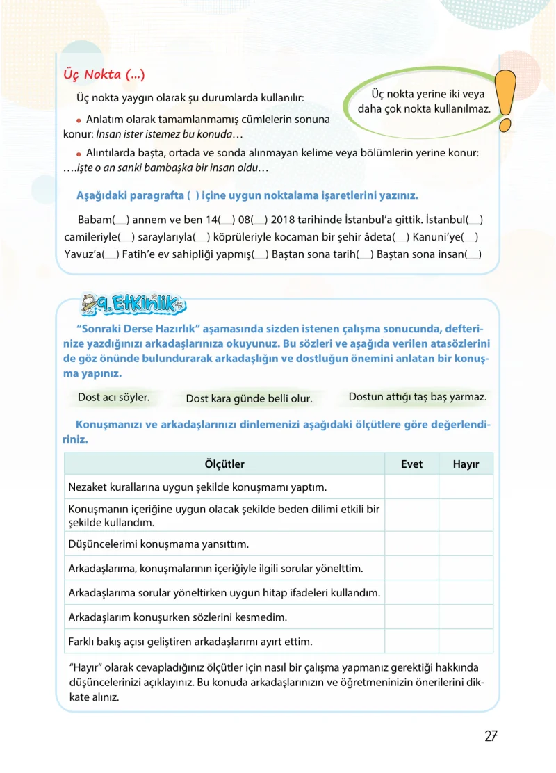 4. Sınıf Türkçe Ders Kitabı Cevapları Koza Yayınları Sayfa 27