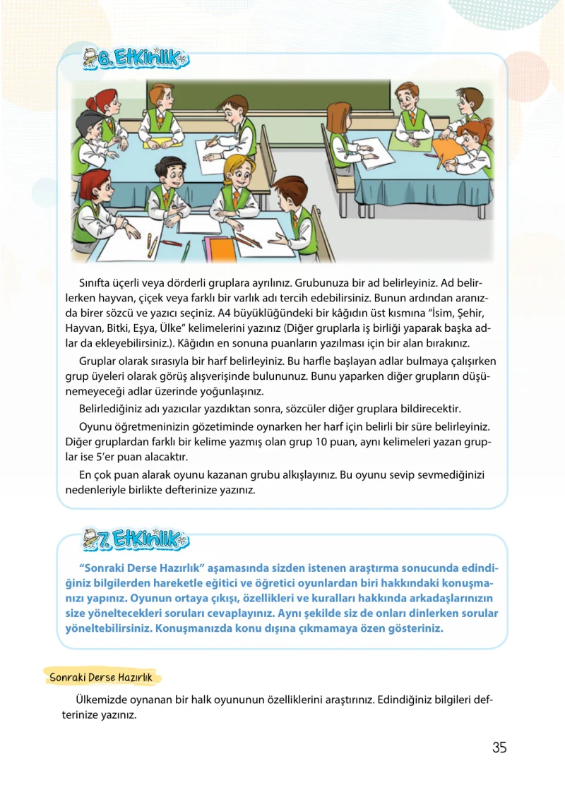 4. Sınıf Türkçe Ders Kitabı Cevapları Koza Yayınları Sayfa 35