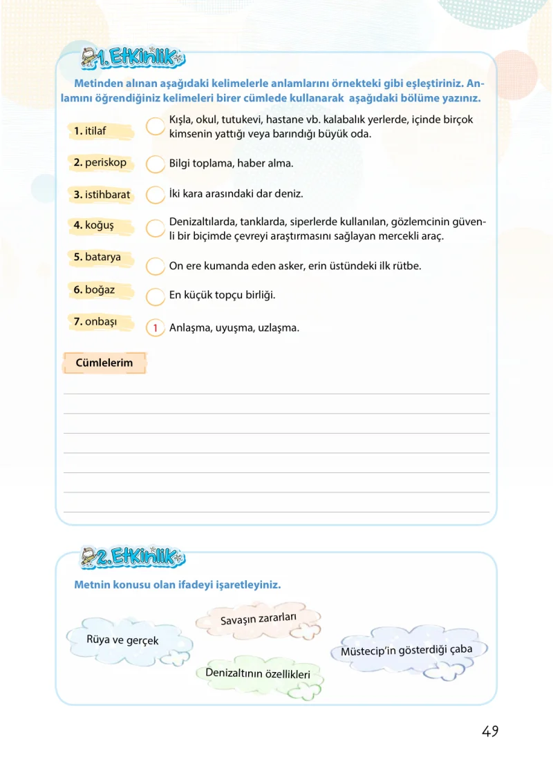 4. Sınıf Türkçe Ders Kitabı Cevapları Koza Yayınları Sayfa 49