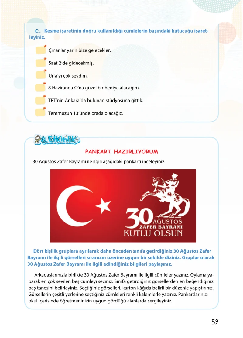 4. Sınıf Türkçe Ders Kitabı Cevapları Koza Yayınları Sayfa 59