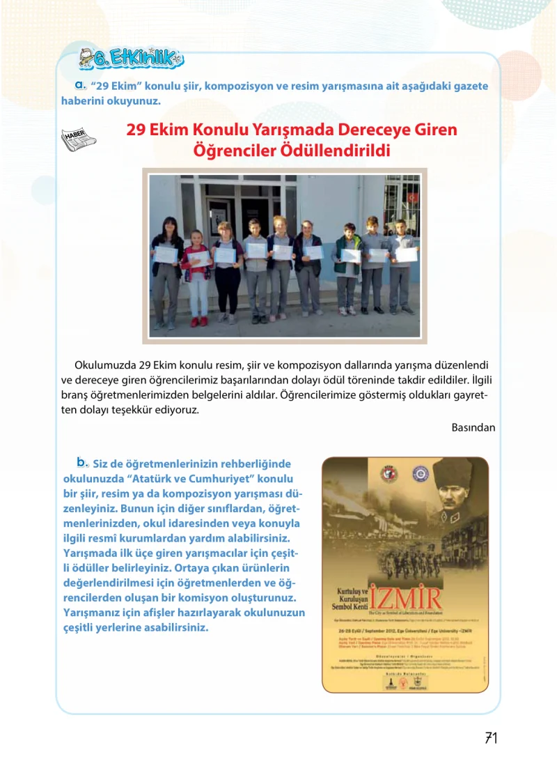 4. Sınıf Türkçe Ders Kitabı Cevapları Koza Yayınları Sayfa 71