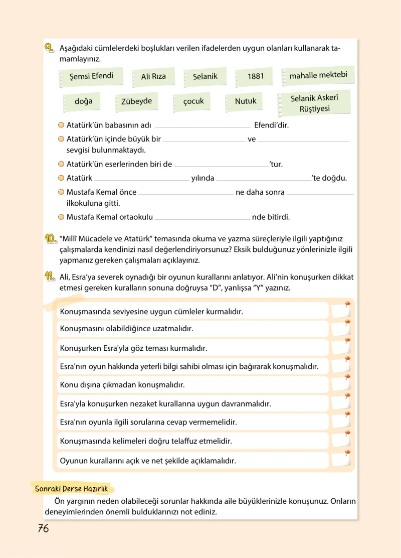 4. Sınıf Türkçe Ders Kitabı Cevapları Koza Yayınları Sayfa 76