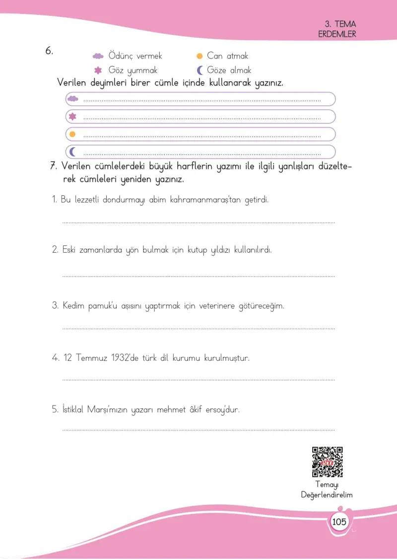 4. Sınıf Türkçe Ders Kitabı Cevapları Meb Yayınları 1 Sayfa 105